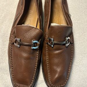 Salvatore Ferragamo Brown Leather Loafers, Size 11